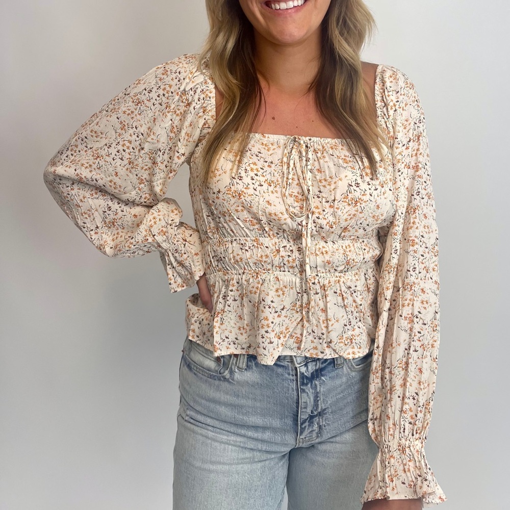 NWT Lucy Paris Rosemary Smocked Top
